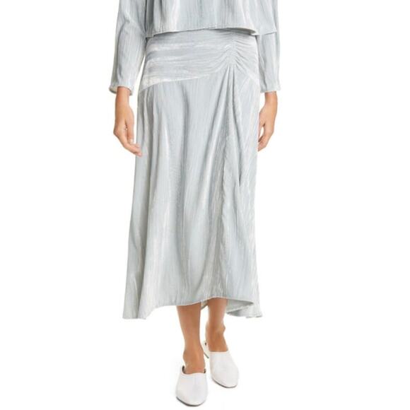 Vince Dresses & Skirts - VINCE Ruched Velvet Paneled Skirt In Pale Sea Glass 10